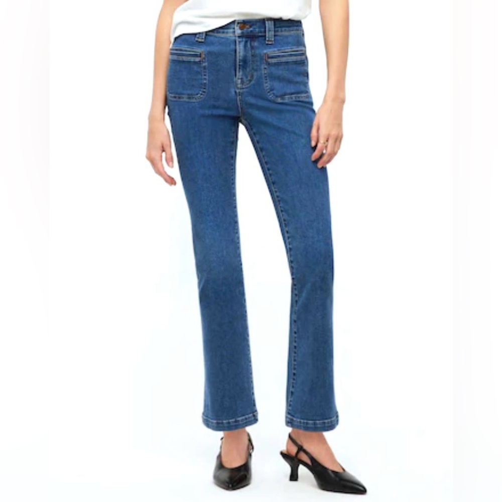 Madewell NWT Kick Out Patch Pocket Crop Jeans, Hebb Wash, Size 27